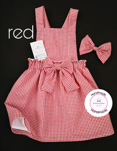 Gingham Pinafore Dress and Hairbow 0m - 13 years