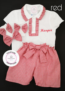 Gingham Personalised Short Uniform Outfit 2 years - 13 years