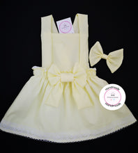 Load image into Gallery viewer, Plain Pinafore Dress and Hairbow 0m - 10 years