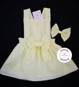 Plain Pinafore Dress and Hairbow 0m - 10 years