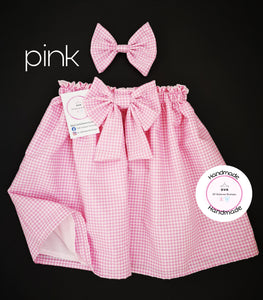 Gingham Skirt and Hairbow 0m - 13 years