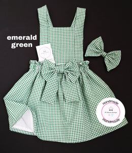 Gingham Pinafore Dress and Hairbow 0m - 13 years