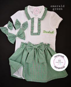 Gingham Personalised Skirts Uniform Outfit 2 years - 13 years