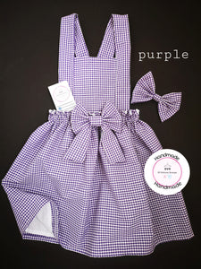 Gingham Pinafore Dress and Hairbow 0m - 13 years