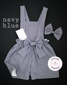 Gingham Playsuit and Hairbow 0m - 10 years