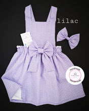 Load image into Gallery viewer, Gingham Pinafore Dress and Hairbow 0m - 13 years