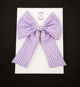 Gingham Long Tail Bow 5 inch