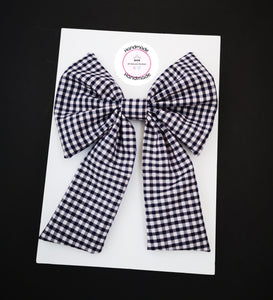 Gingham Long Tail Bow 5 inch