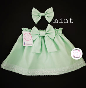 Plain Skirt and Hairbow Newborn - 10 years