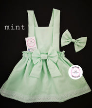 Load image into Gallery viewer, Plain Pinafore Dress and Hairbow 0m - 10 years