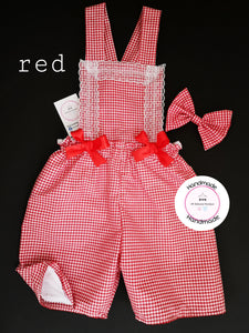 Gingham Playsuit and Hairbow 0m - 10 years