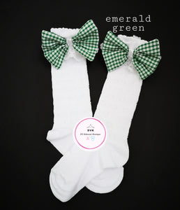 Gingham Lace Knee Bow Sock