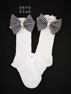 Gingham Lace Knee Bow Sock