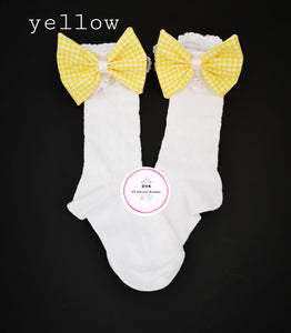 Gingham Lace Knee Bow Sock