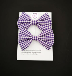 Gingham Pigtail Bow 2 piece 3.5 inch