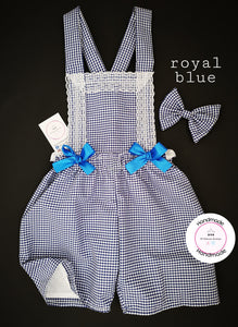 Gingham Playsuit and Hairbow 0m - 10 years