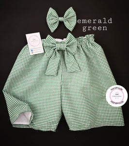 Gingham Short and Hairbow 0m - 10 years