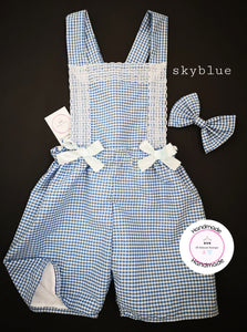 Gingham Playsuit and Hairbow 0m - 10 years