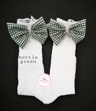 Load image into Gallery viewer, Gingham Lace Knee Bow Sock