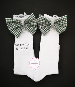 Gingham Lace Knee Bow Sock