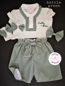 Gingham Personalised Short Uniform Outfit 2 years - 13 years