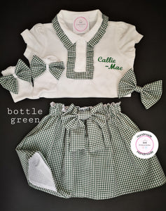 Gingham Personalised Skirts Uniform Outfit 2 years - 13 years