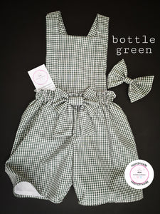 Gingham Playsuit and Hairbow 0m - 10 years