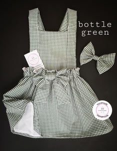 Gingham Pinafore Dress and Hairbow 0m - 13 years