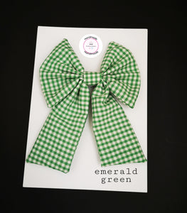 Gingham Long Tail Bow 5 inch