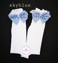 Load image into Gallery viewer, Gingham Lace Knee Bow Sock