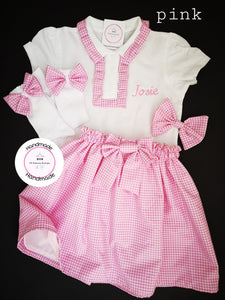 Gingham Personalised Skirts Uniform Outfit 2 years - 13 years