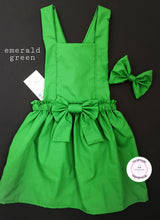 Load image into Gallery viewer, Plain Pinafore Dress and Hairbow 0m - 10 years