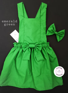 Plain Pinafore Dress and Hairbow 0m - 10 years