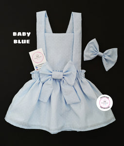 Dotty Pinafore Dress and Hairbow 0m - 10 years