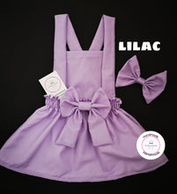 Load image into Gallery viewer, Plain Pinafore Dress and Hairbow 0m - 10 years