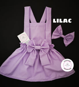 Plain Pinafore Dress and Hairbow 0m - 10 years