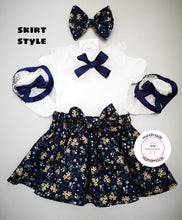 Load image into Gallery viewer, Navy Flora Outfits 0M - 10 years