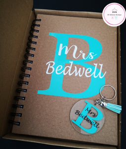 Personalised Initial Notebook and Keyring