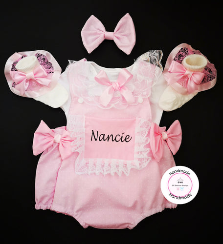 Dotty Romper Personalised Outfit  0m - 24 months