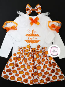 Spooky Pumpkin Personalised Whole Outfit Newborn -5 years