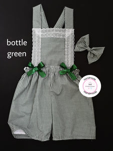 Gingham Playsuit and Hairbow 0m - 10 years
