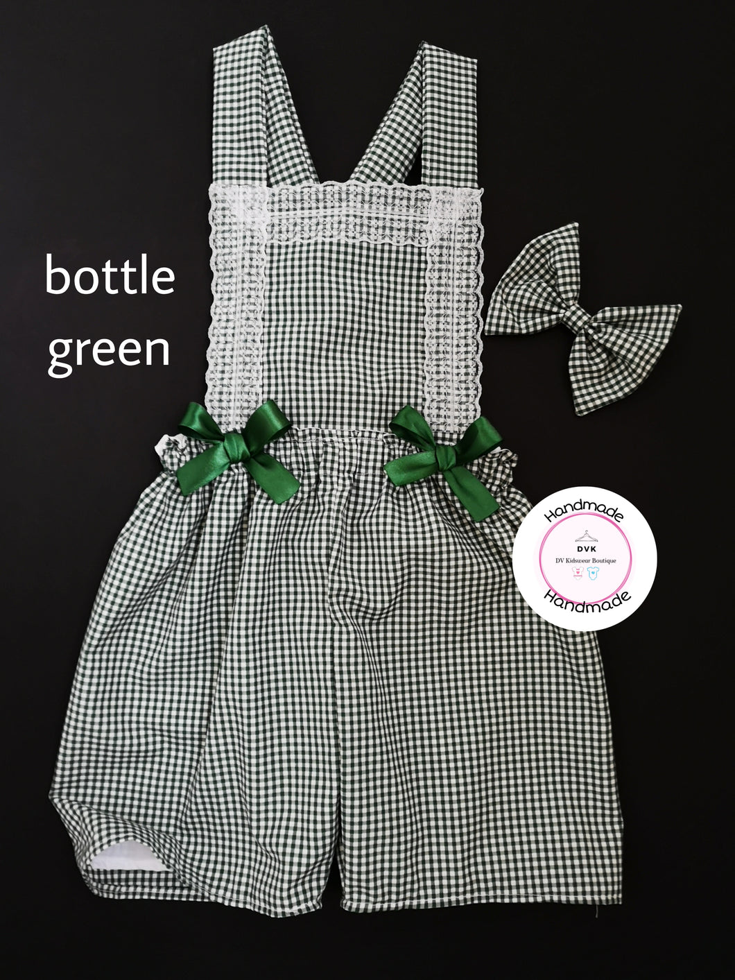 Gingham Playsuit and Hairbow 0m - 10 years