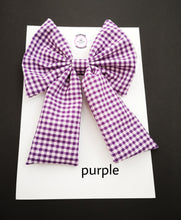 Load image into Gallery viewer, Gingham Long Tail Bow 5 inch