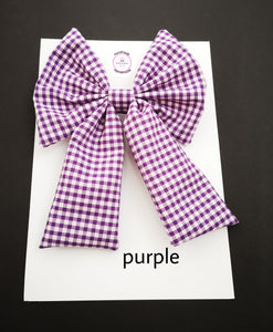 Gingham Long Tail Bow 5 inch