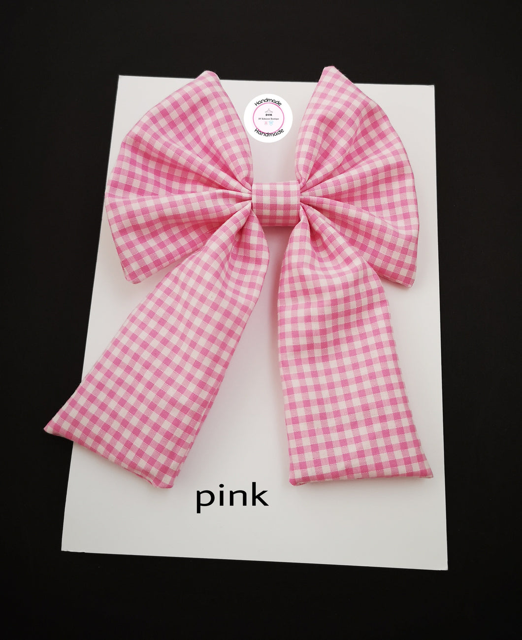 Gingham Long Tail Bow 5 inch