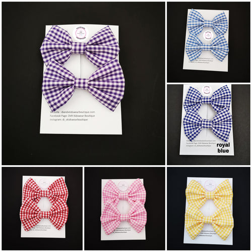 Gingham Pigtail Bow 2 piece 3.5 inch