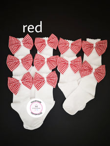 Gingham Bow Sock (5 pairs)