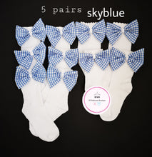 Load image into Gallery viewer, Gingham Bow Sock (5 pairs)