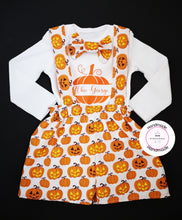 Load image into Gallery viewer, Spooky Pumpkin Dungaree Personalised Whole Outfit Newborn - 5 years