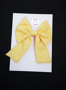 Gingham Long Tail Bow 5 inch